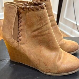 Maurices Tan Wedge Ankle Boots